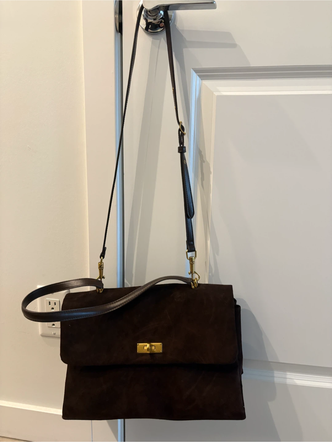 Charles & Keith - Dark Brown Suede Shoulder Bag