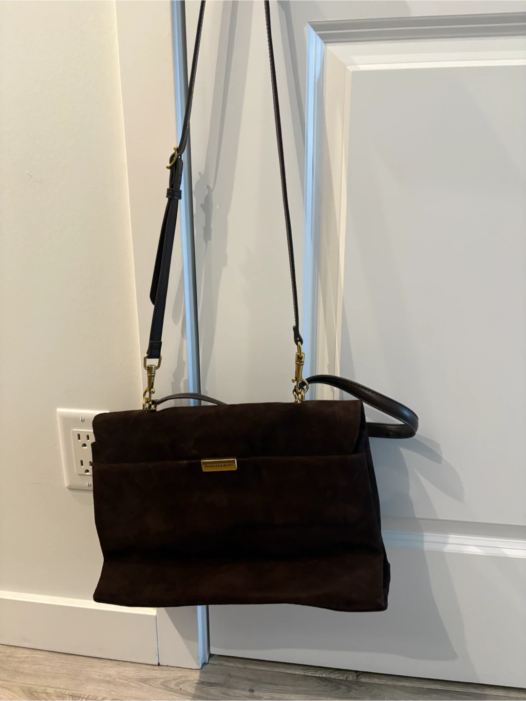 Charles & Keith - Dark Brown Suede Shoulder Bag - photo 2