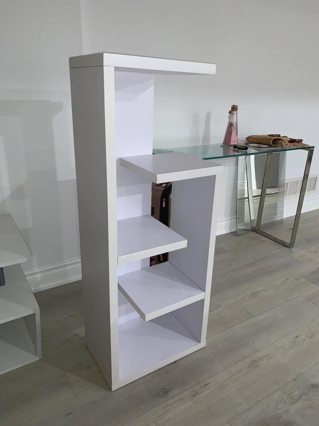 White Modern Asymmetrical Shelving Unit