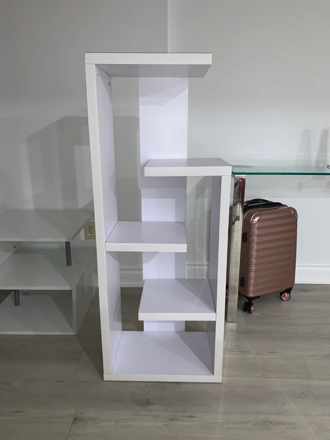 White Modern Asymmetrical Shelving Unit - photo 3