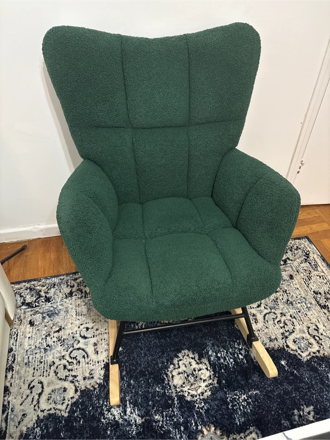 Dark Green Boucle Rocking Chair