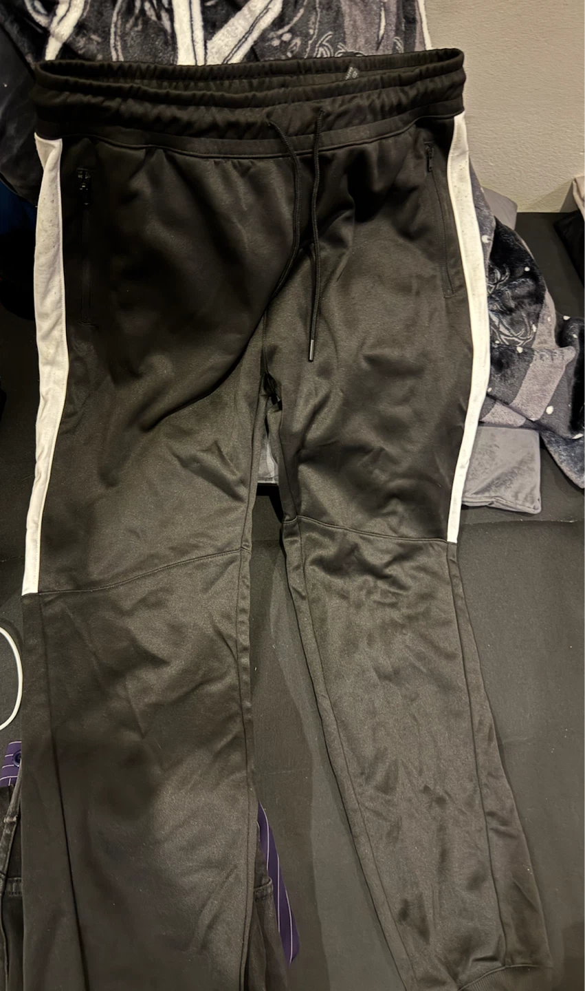 Black and white track pants
