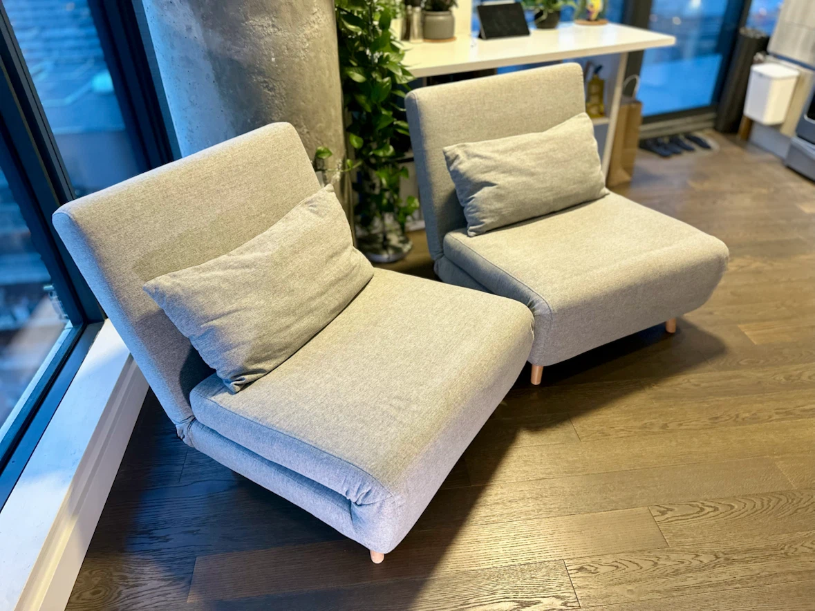 2 Convertible Grey Sofa Chairs