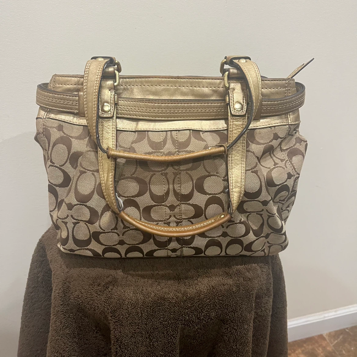 Coach Signature Canvas and Metallic Leather Tote Bag - photo 2