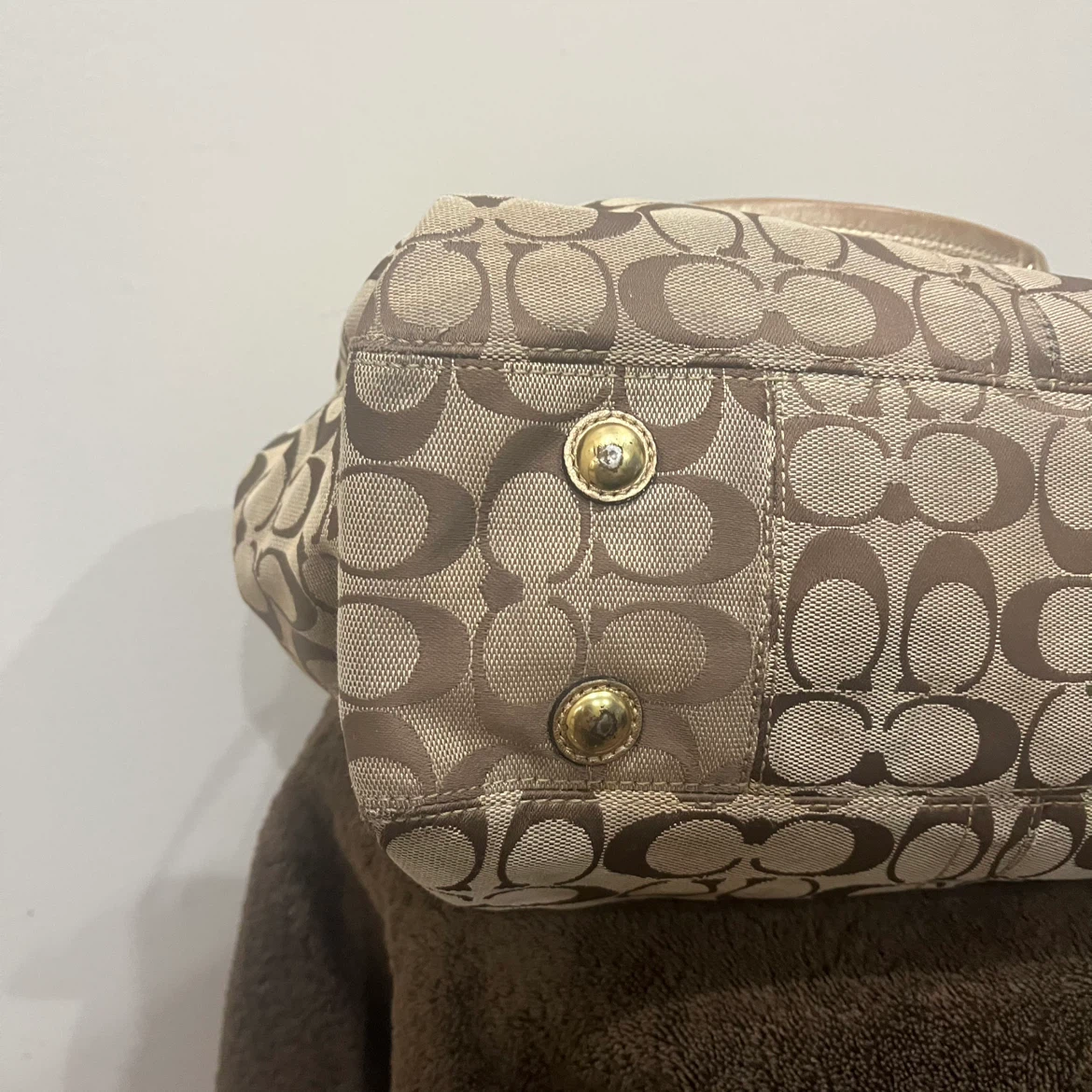 Coach Signature Canvas and Metallic Leather Tote Bag - photo 3