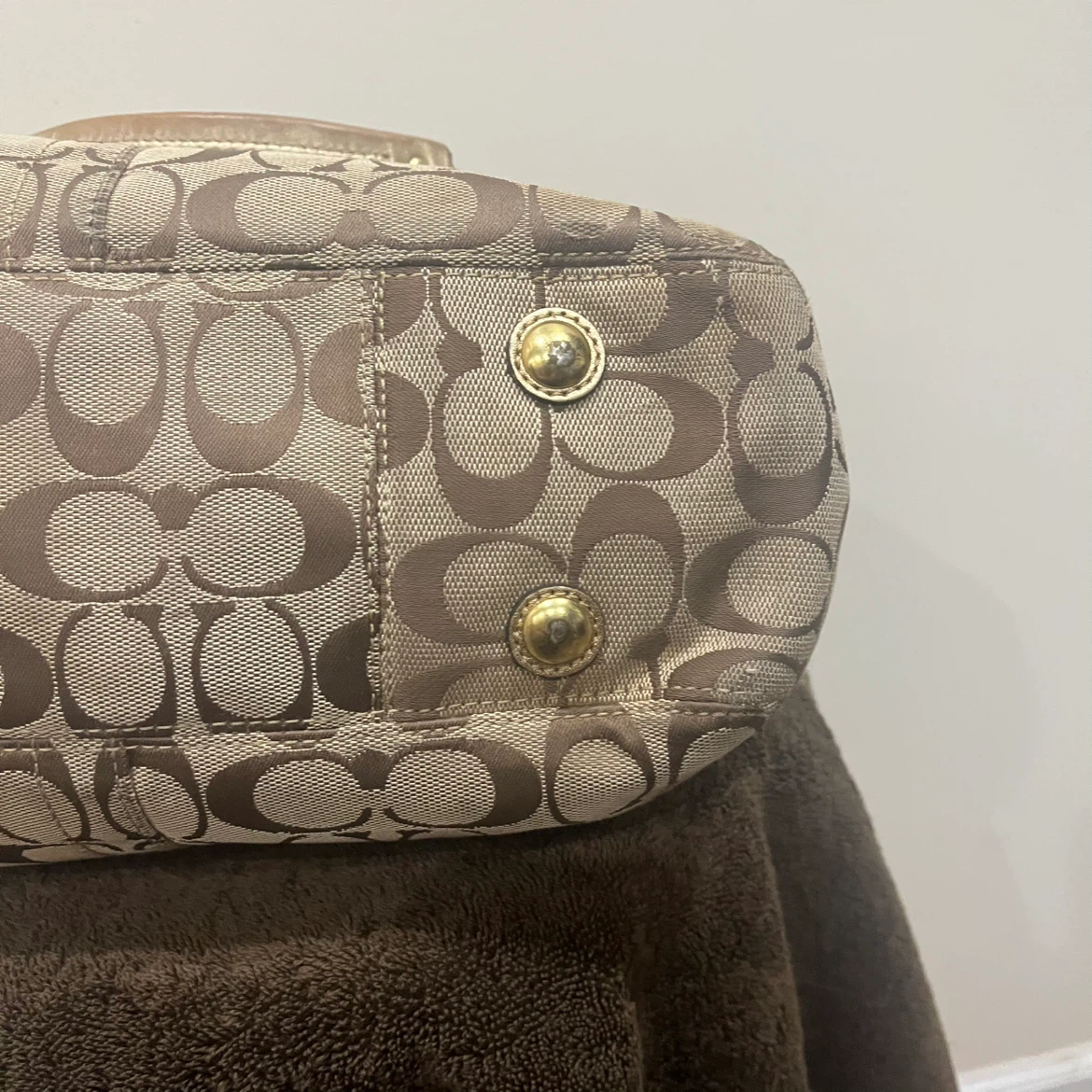Coach Signature Canvas and Metallic Leather Tote Bag - photo 4