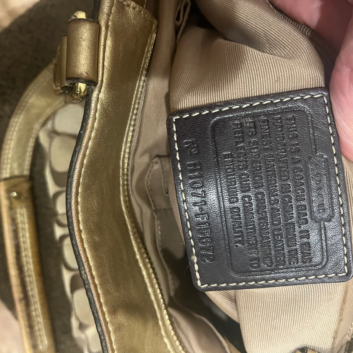 Coach Signature Canvas and Metallic Leather Tote Bag - photo 5