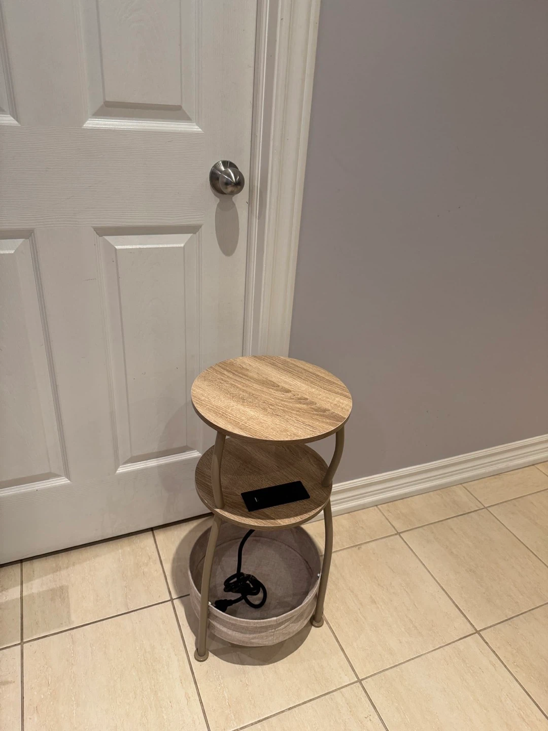 3-Tier Side Table with Charging Station