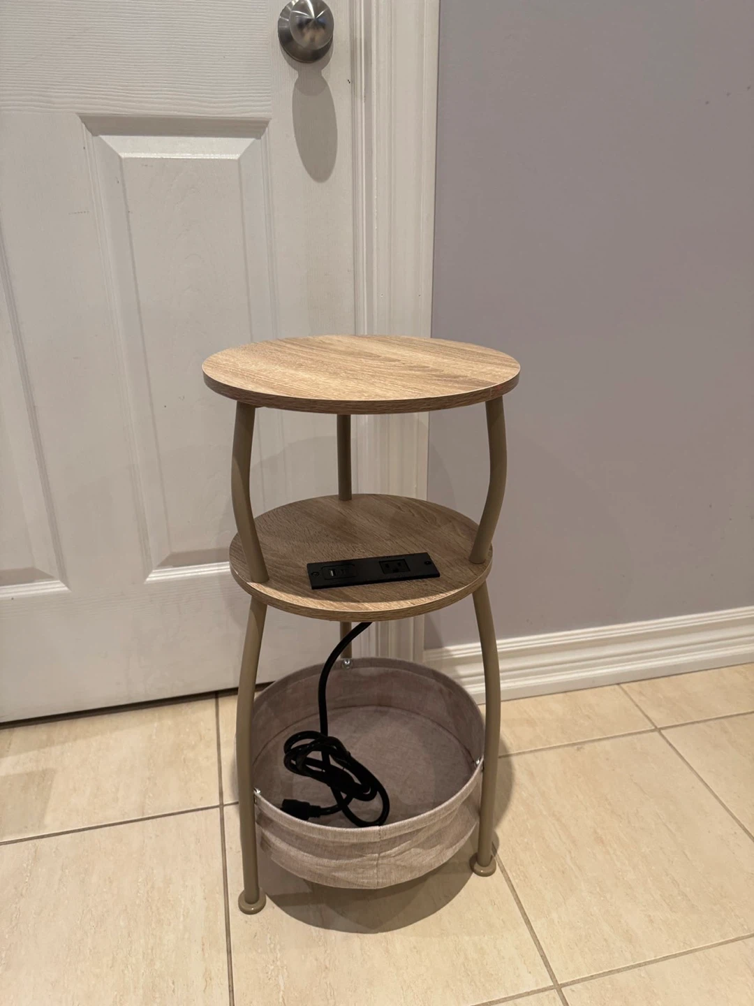 3-Tier Side Table with Charging Station - photo 2