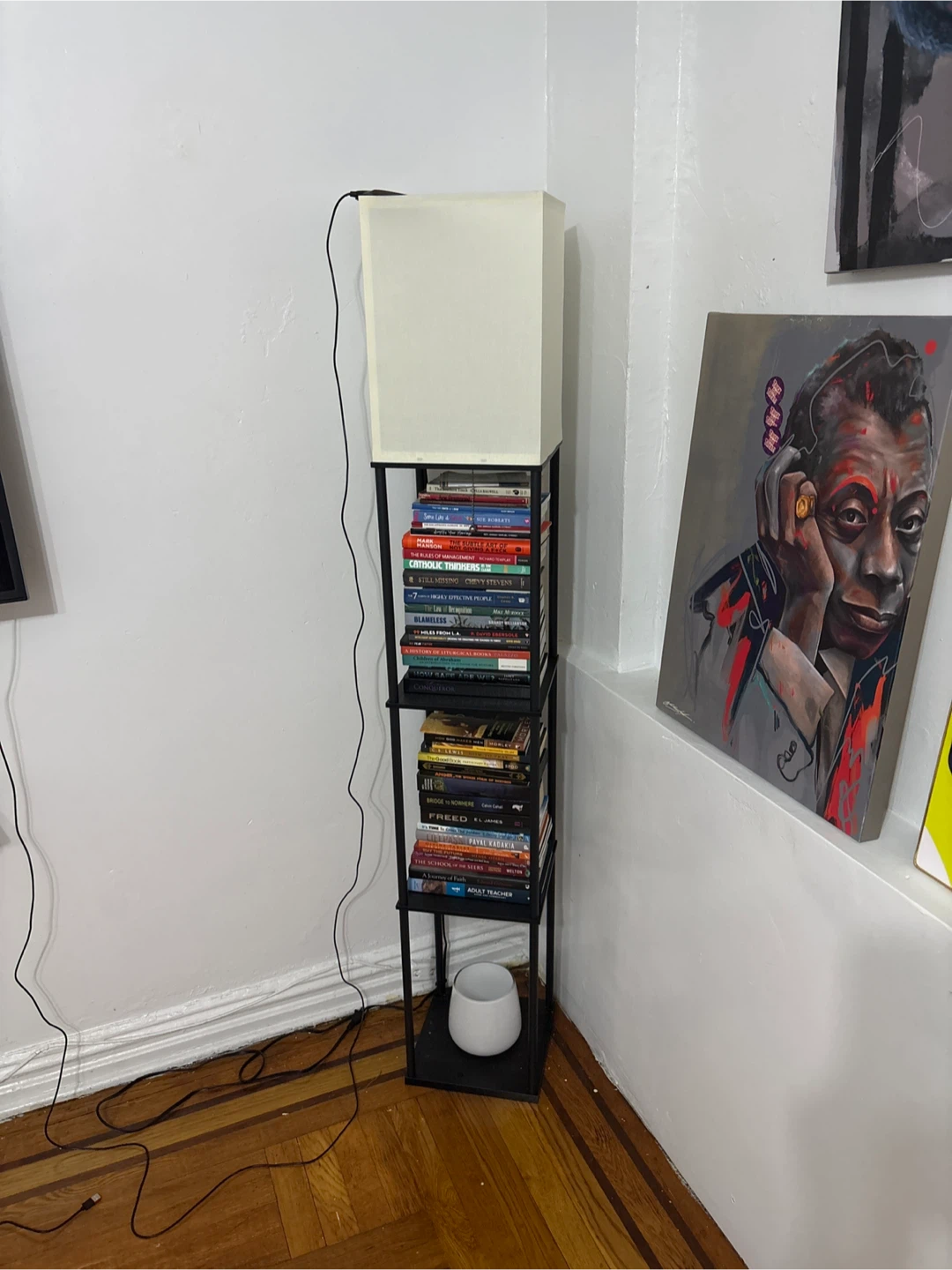 Floor Lamp with Built-in Shelves