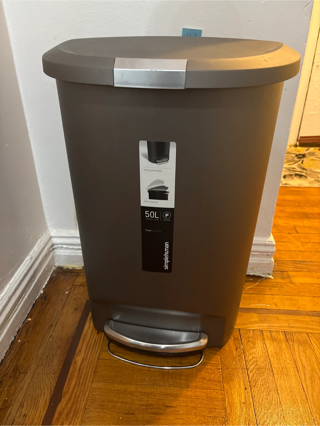 simplehuman 50L Plastic Pedal Trash Can