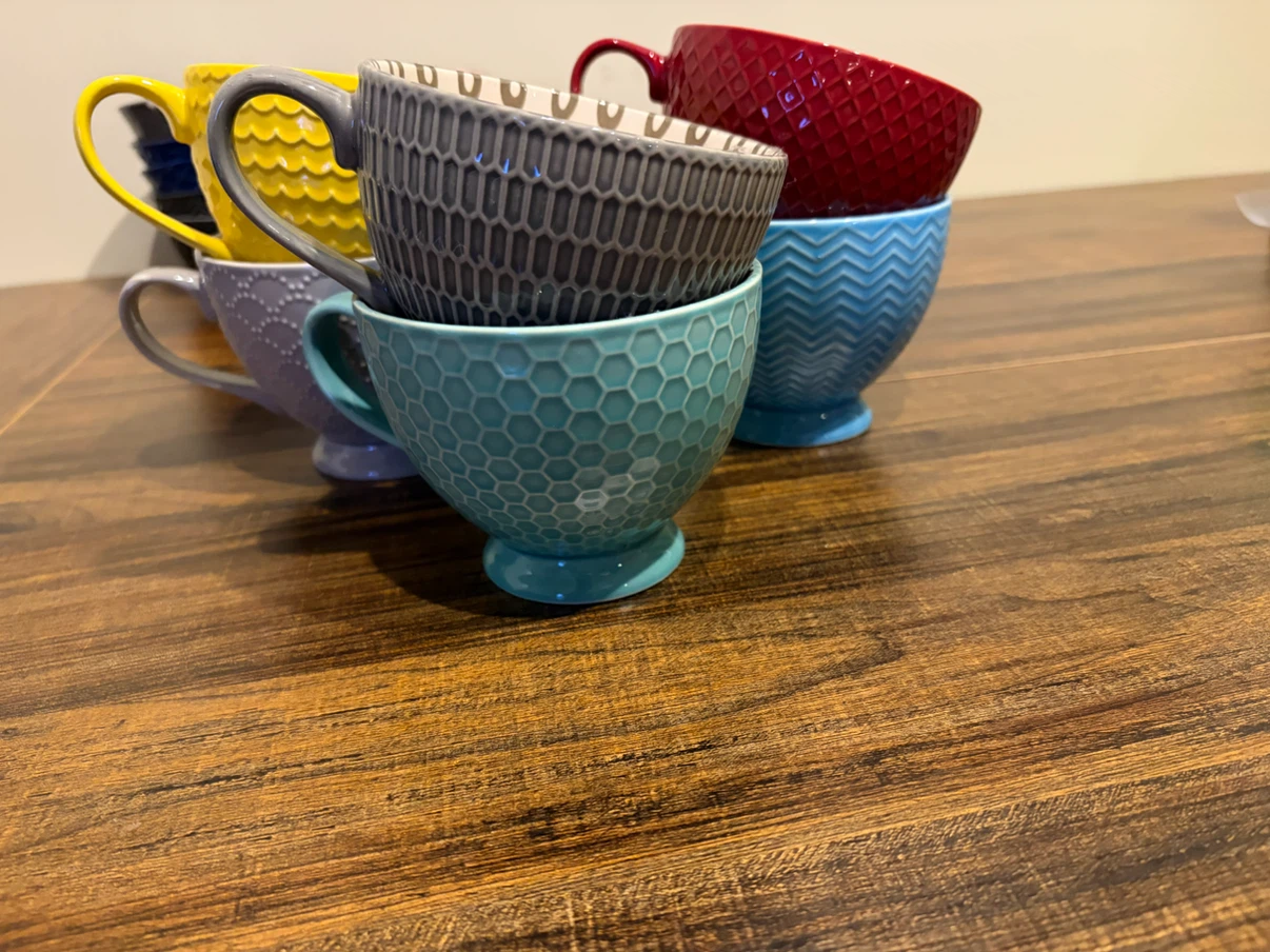 Set of 5 Textured Ceramic Mugs
