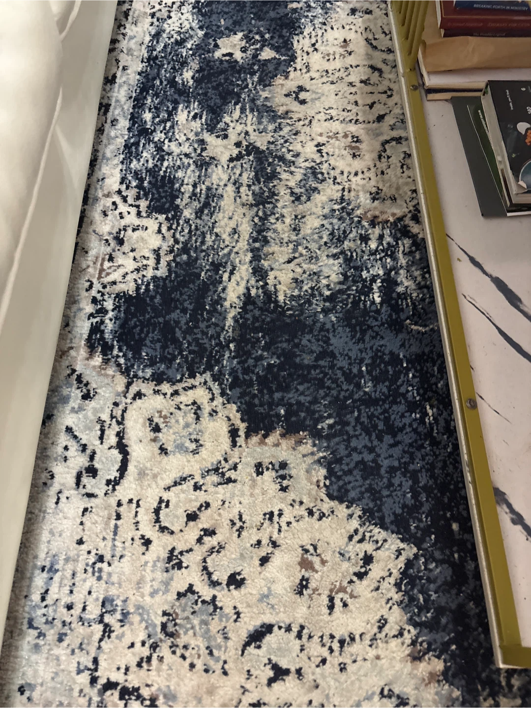 Blue and White Distressed Area Rug