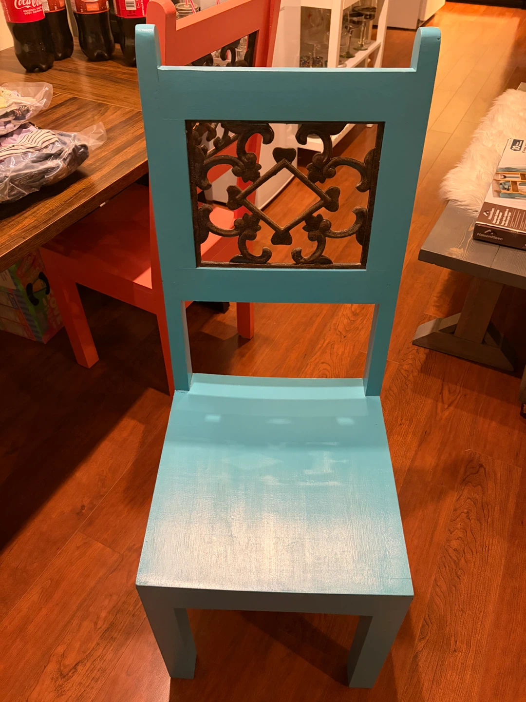 Set of 4 Painted Wooden Chairs with Metal Detail - photo 2