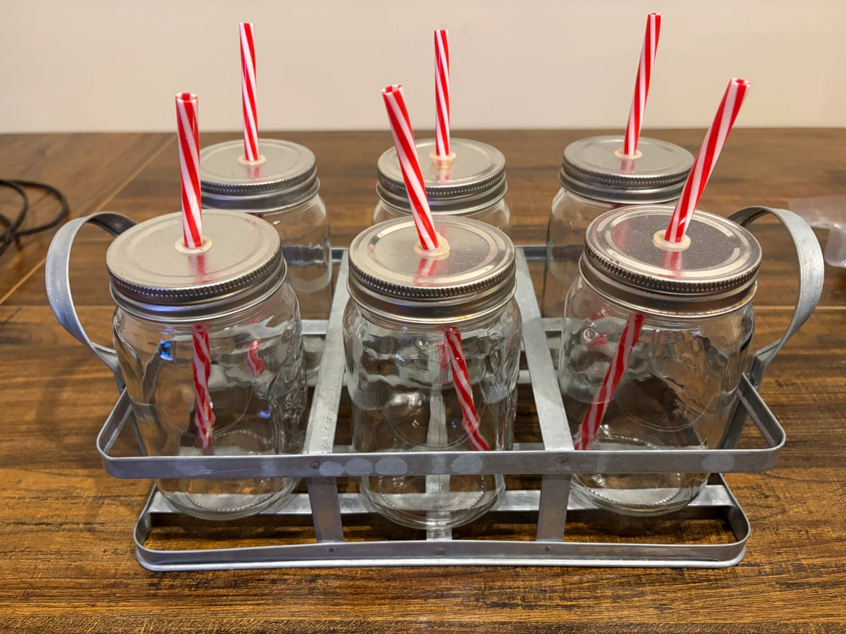 Set of 6 Mason Jar Mugs with Caddy