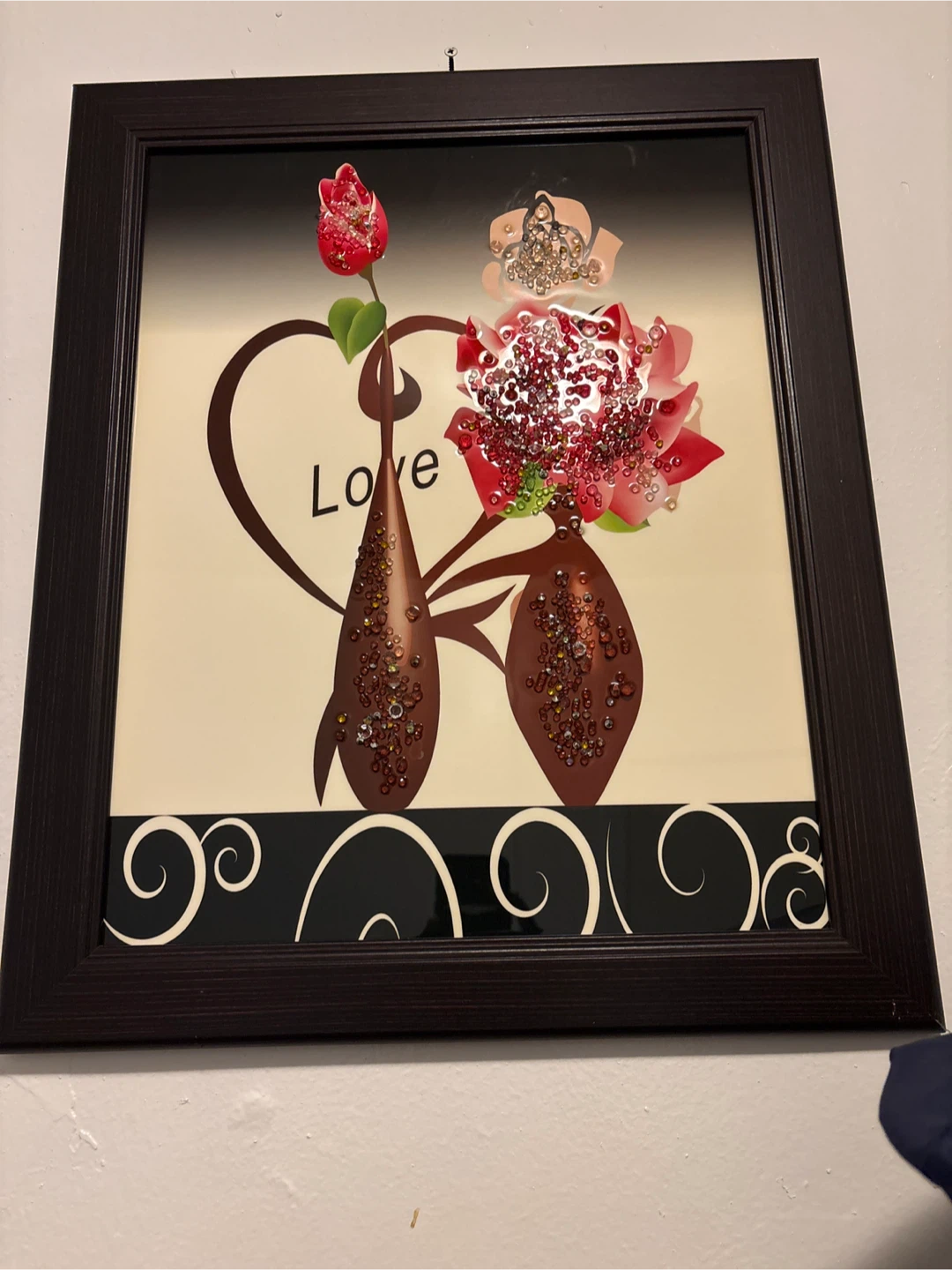 Love Floral Wall Art with Rhinestone Accents
