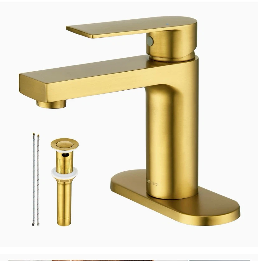 Brushed Gold Bathroom Sink Faucet with Pop-Up Drain