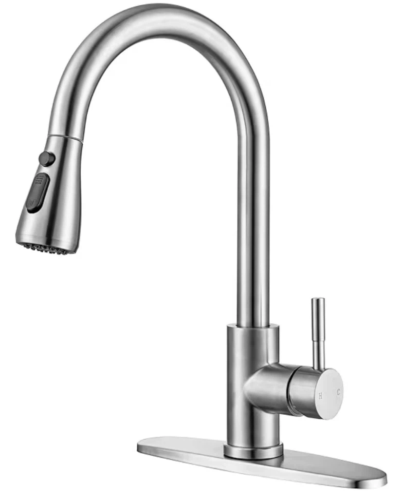 Brushed Nickel Kitchen Faucet with Pull-Down Sprayer