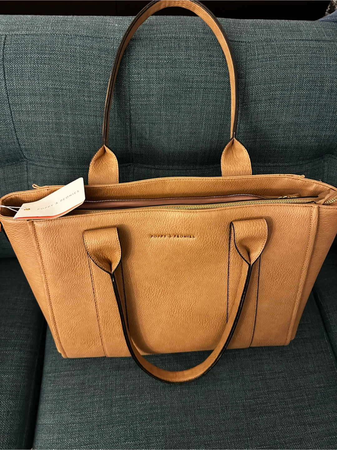 Poppy & Peonies Tan Tote Bag
