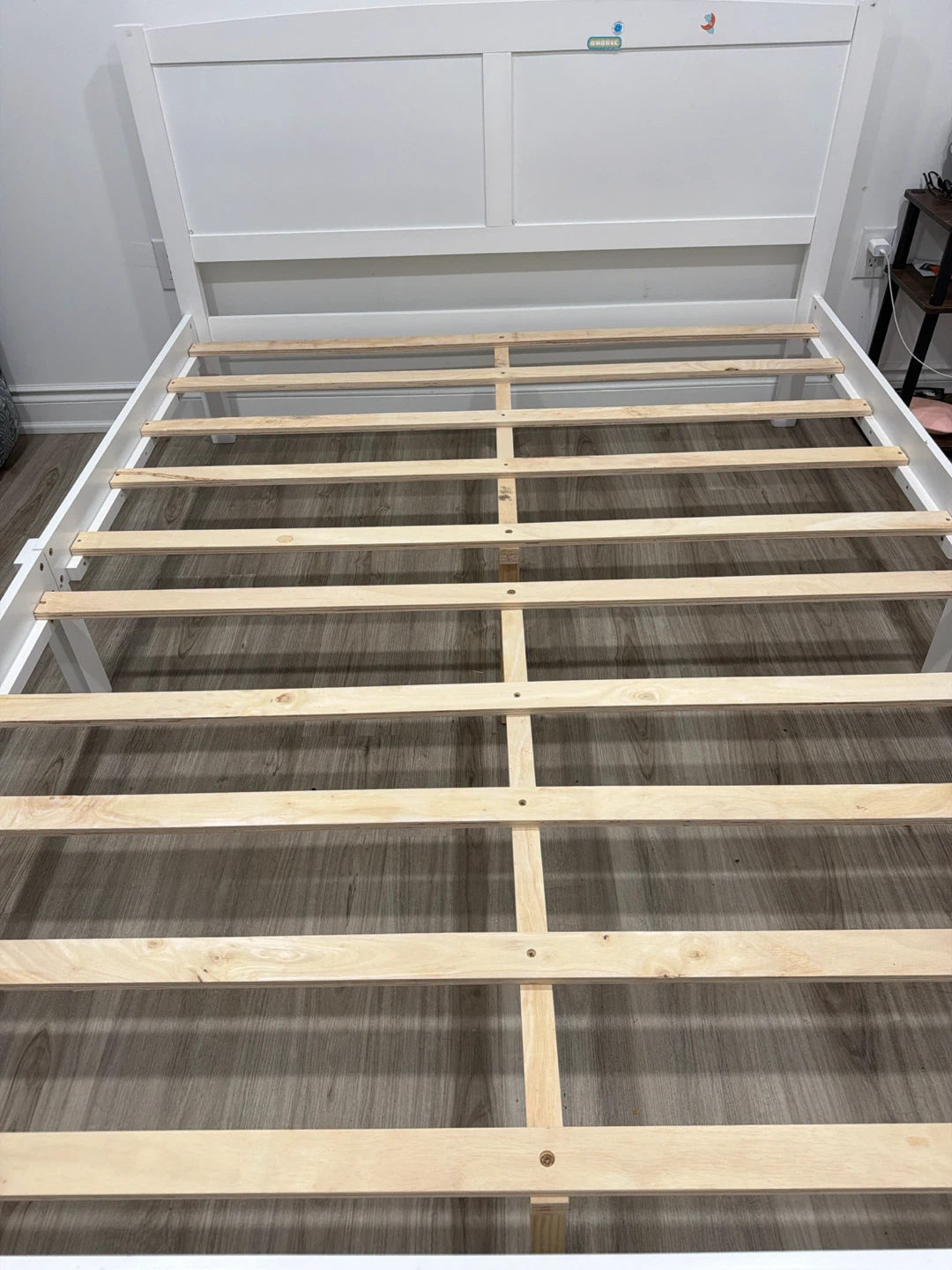 White Wooden Queen Bed Frame - photo 2