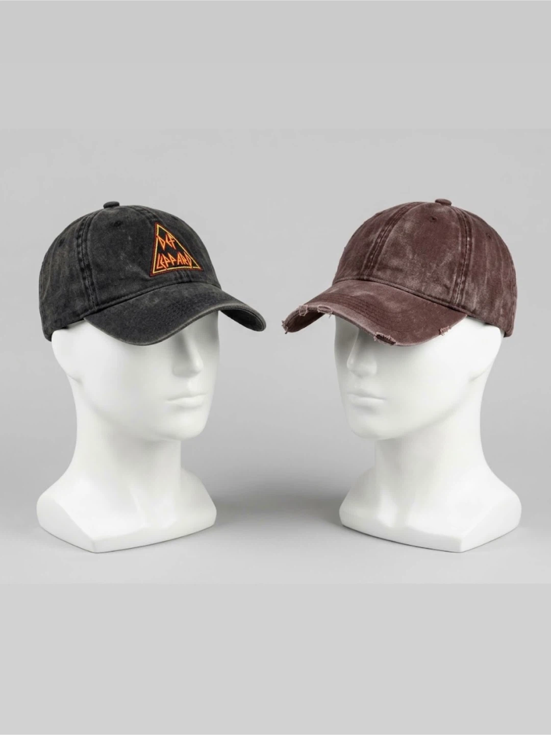 Set of Two Vintage Style Distressed Baseball Caps