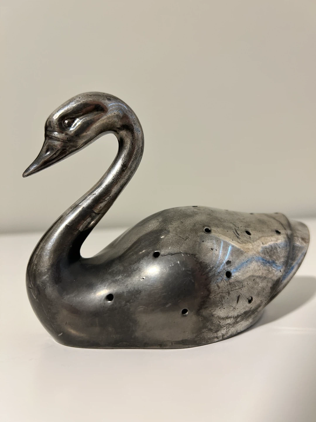 Swan Toothpick Holder Silver Colored Metal Vintage