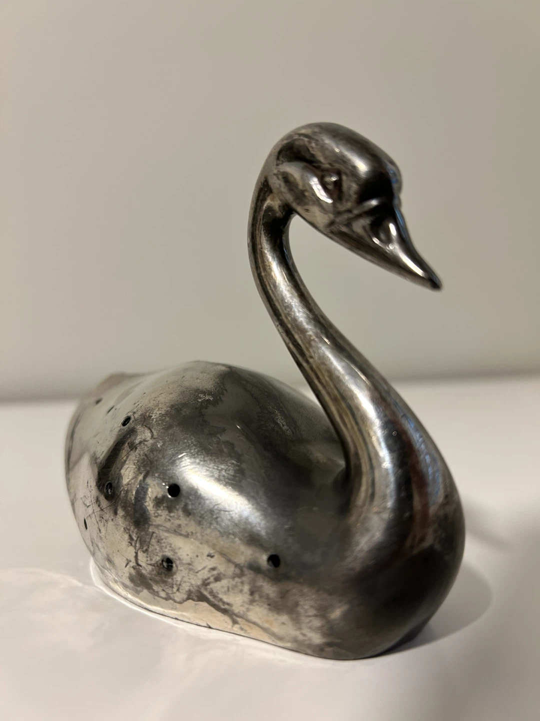 Swan Toothpick Holder Silver Colored Metal Vintage - photo 3