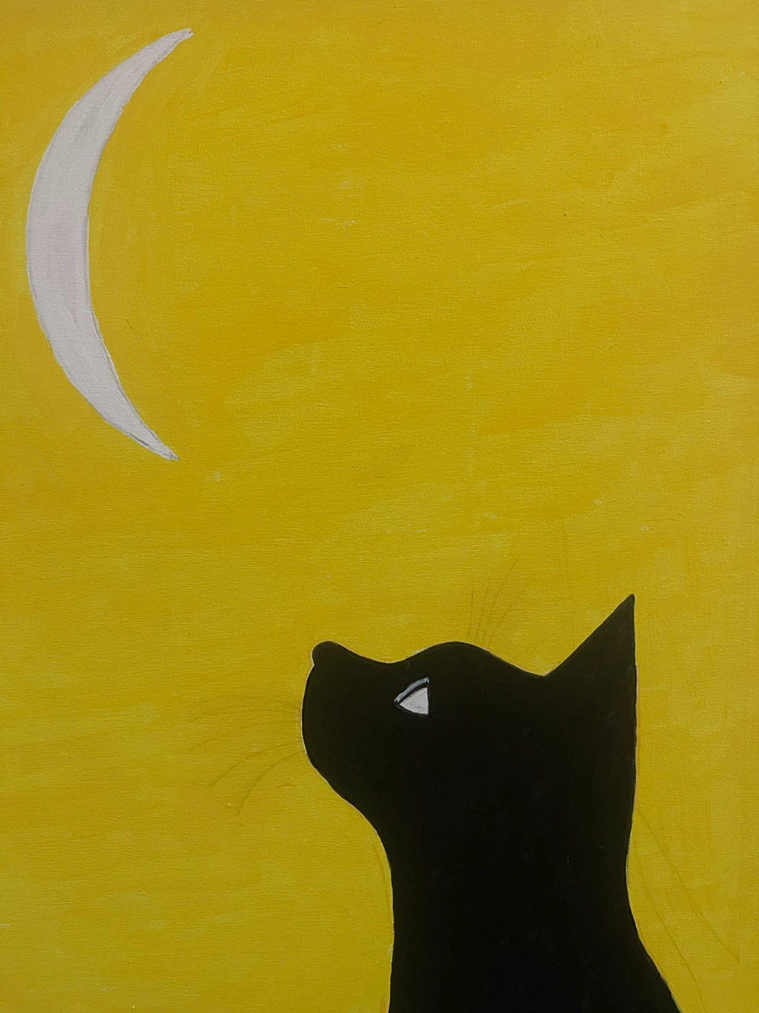 Black Cat and Moon Canvas Painting