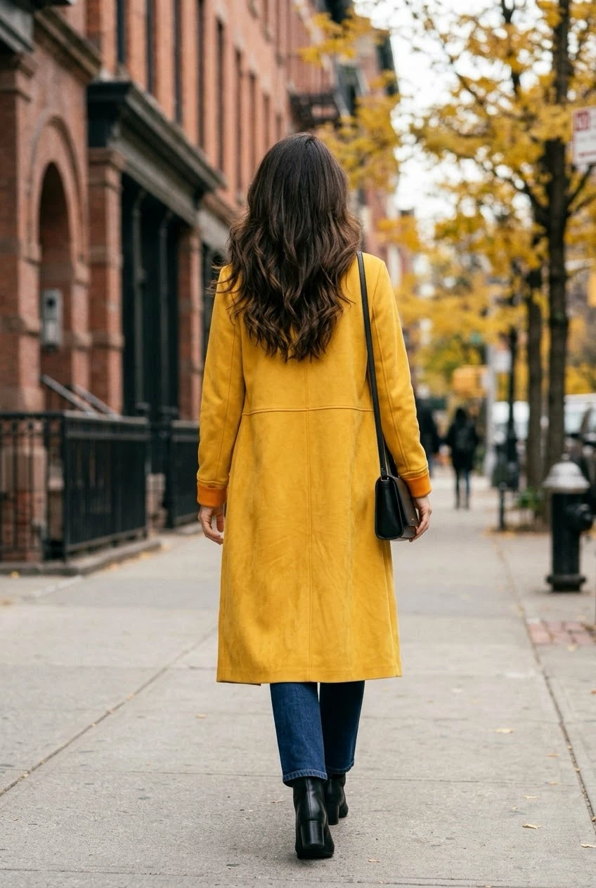 Zara Yellow Suede-Effect Coat - photo 2