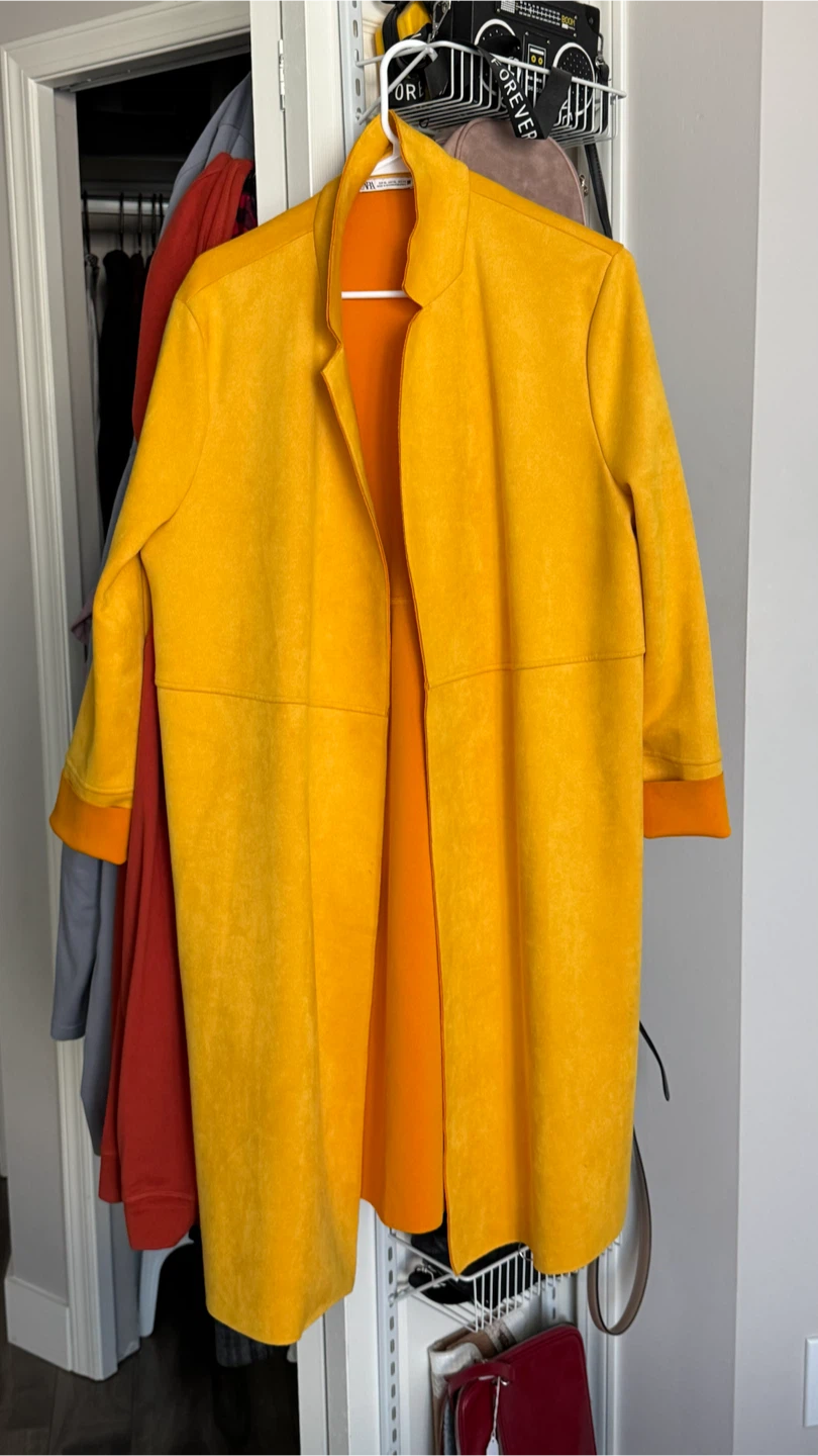 Zara Yellow Suede-Effect Coat - photo 3