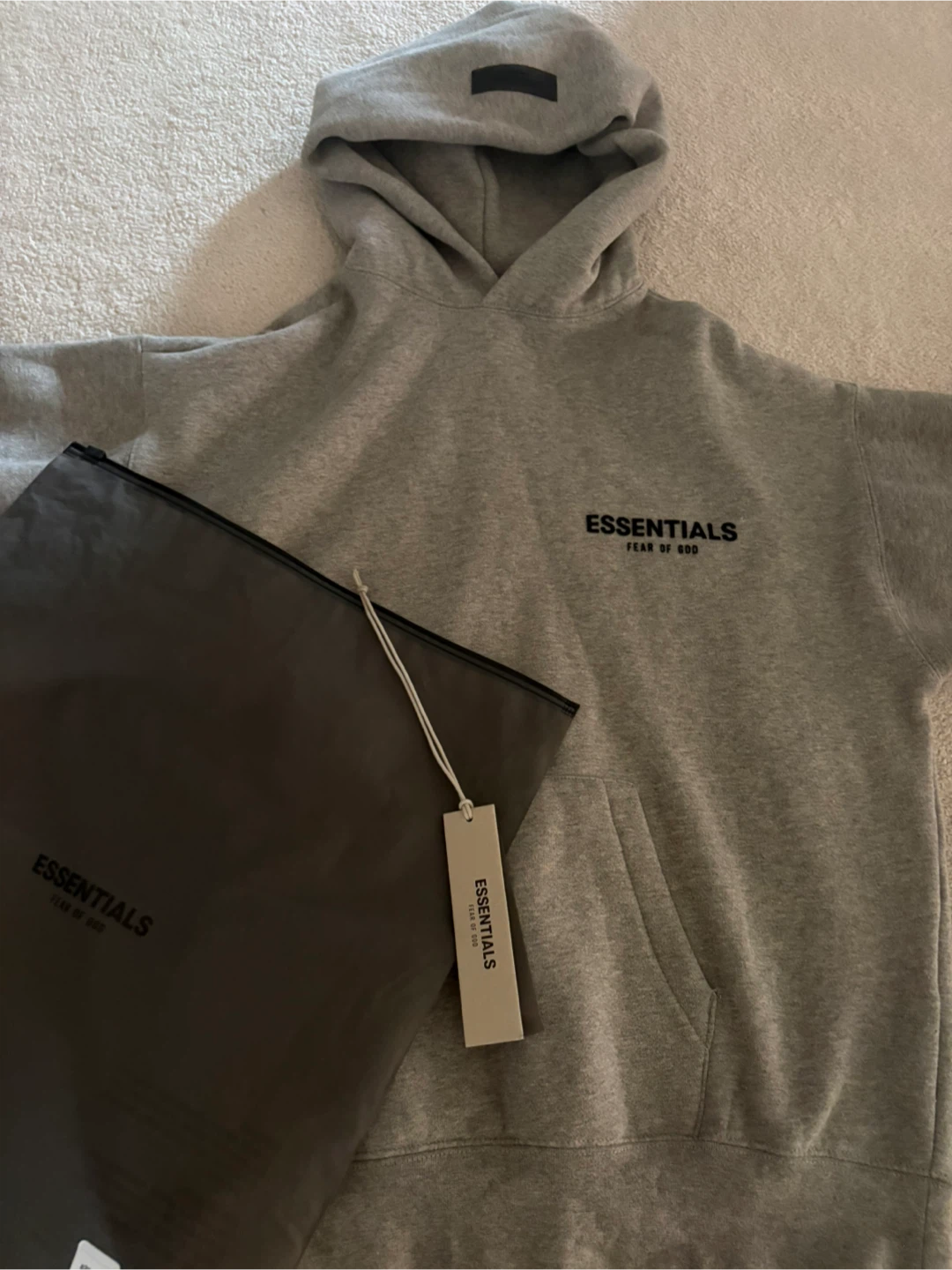 XS Essentials Fear of God Dark Oatmeal Hoodie