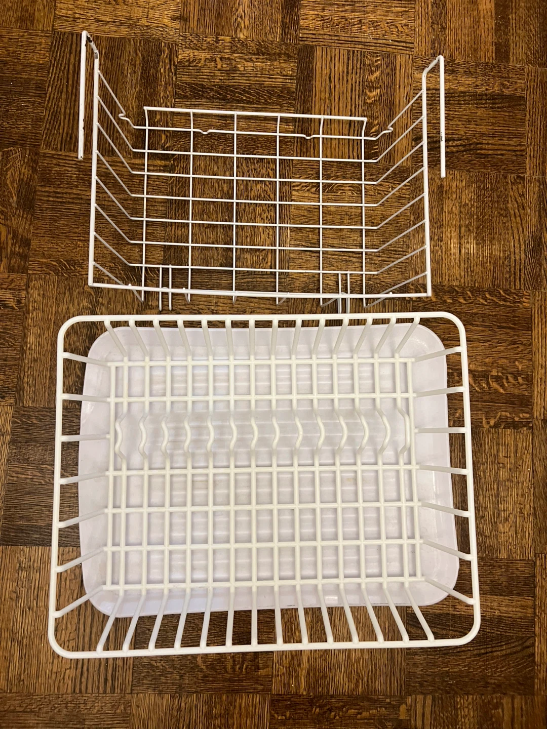 White Metal Under-Shelf Basket and Dish Rack