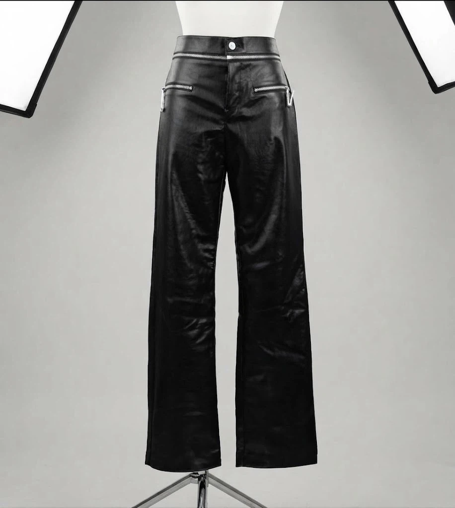 Zara Black Zip Leather Trousers