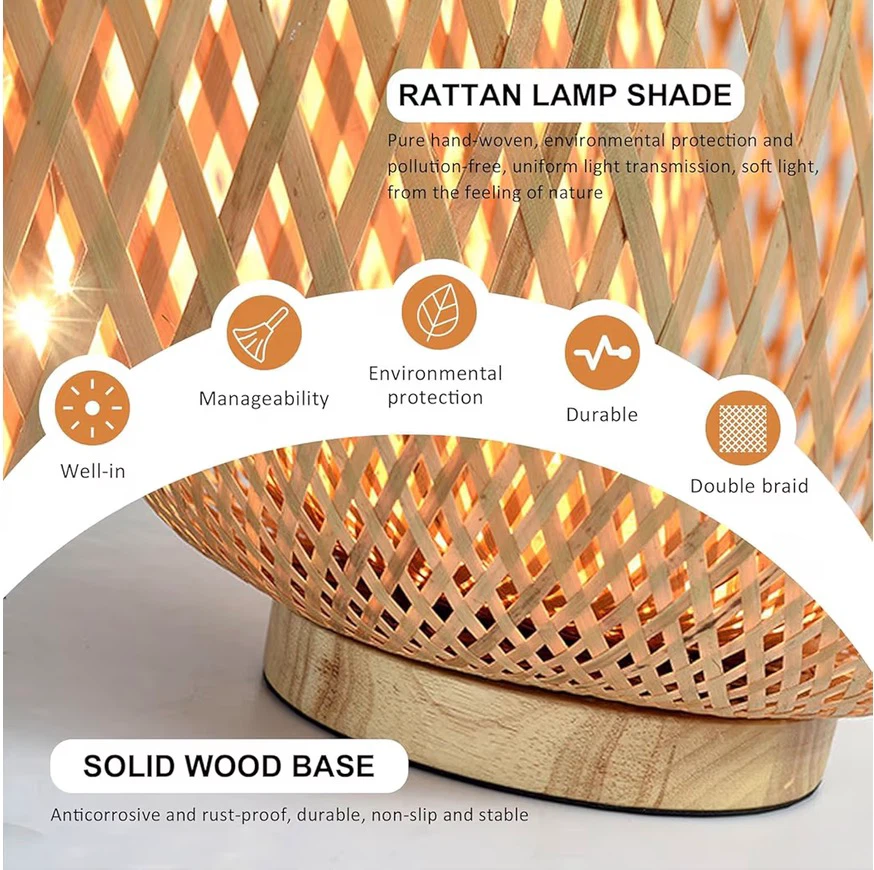 Handmade Bamboo Woven Table Lamp - photo 2