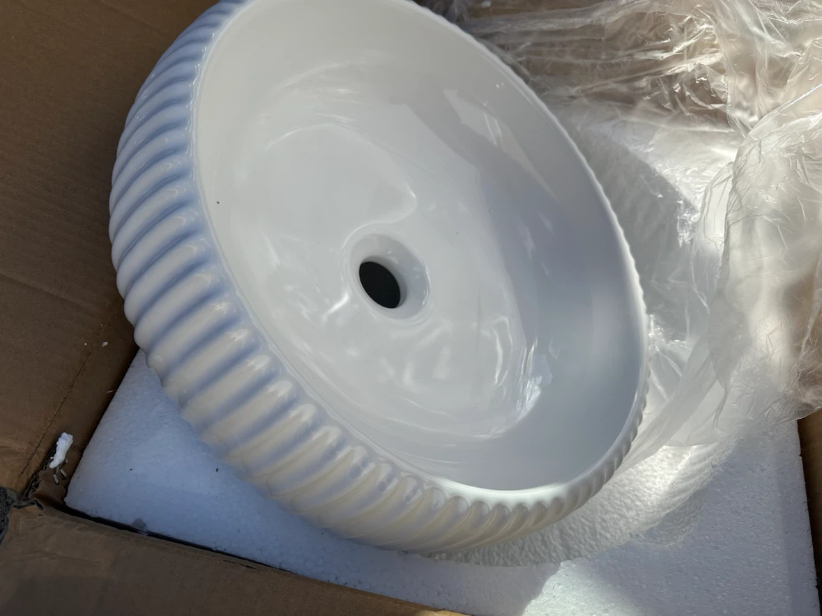White Ceramic Vessel Bathroom Sink 16.4” Above Countertop - photo 2