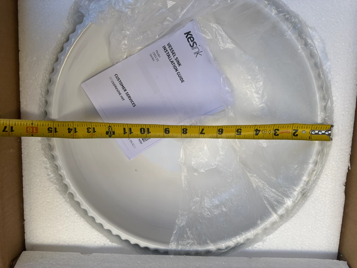 White Ceramic Vessel Bathroom Sink 16.4” Above Countertop - photo 5