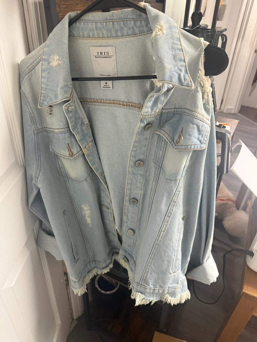 IRIS Distressed Light Wash Denim Jacket