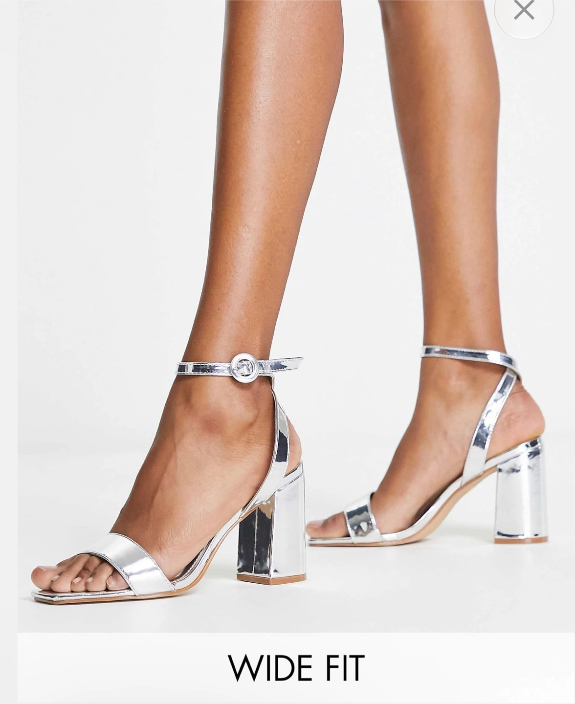 Be Mine Wide Fit Wink block heeled sandals in silver - photo 3