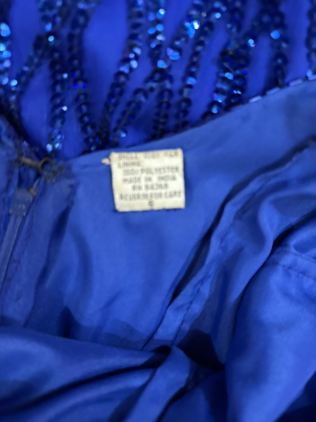Laurence Kazar Medium Blue Sequin Dress with slit in back - photo 3
