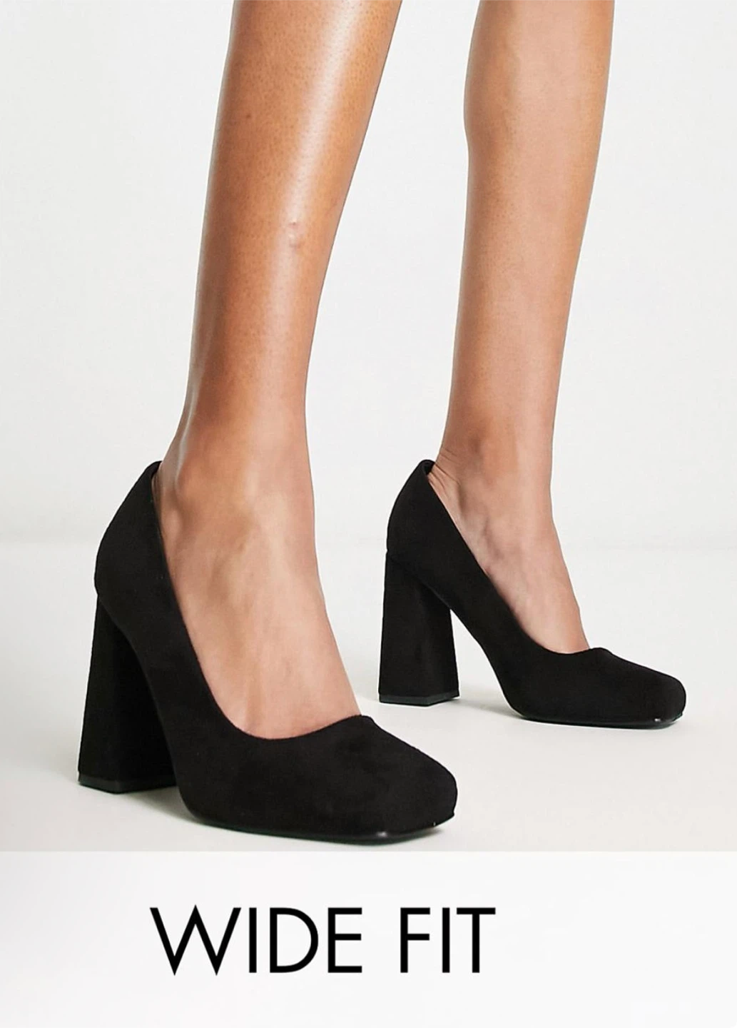 RAID Wide Fit Petunia square toe shoes in black faux suede - photo 3