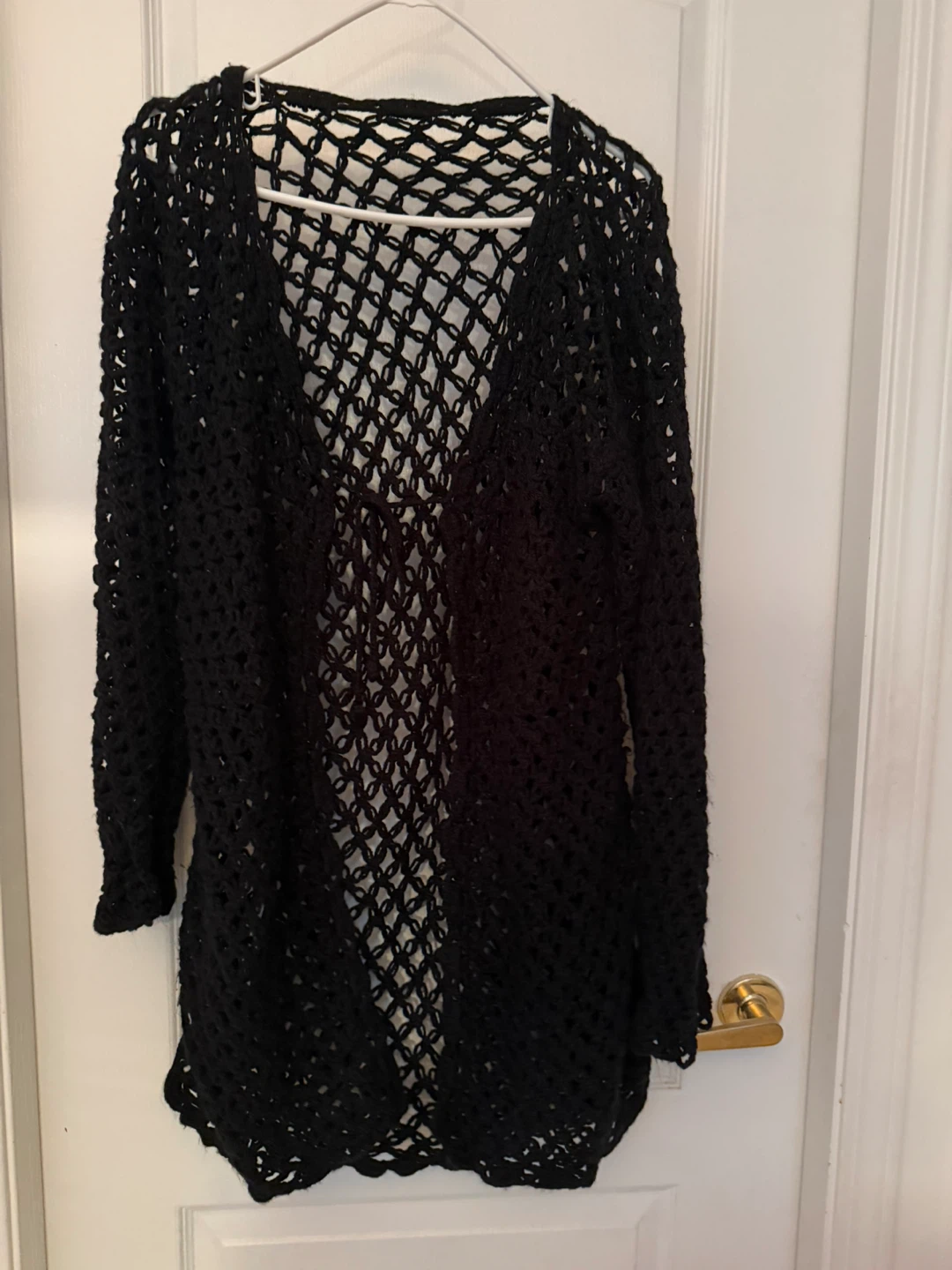 Crochet Open Front long Cardigan