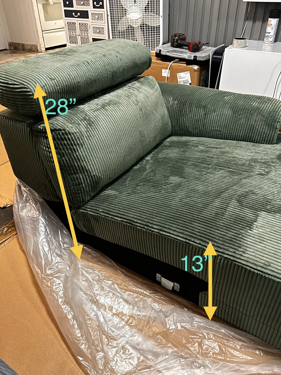 Green Corduroy Chaise Lounge - photo 5