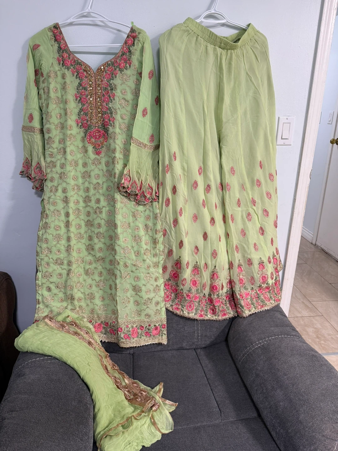 Light Green Embroidered Shalwar Kameez Set