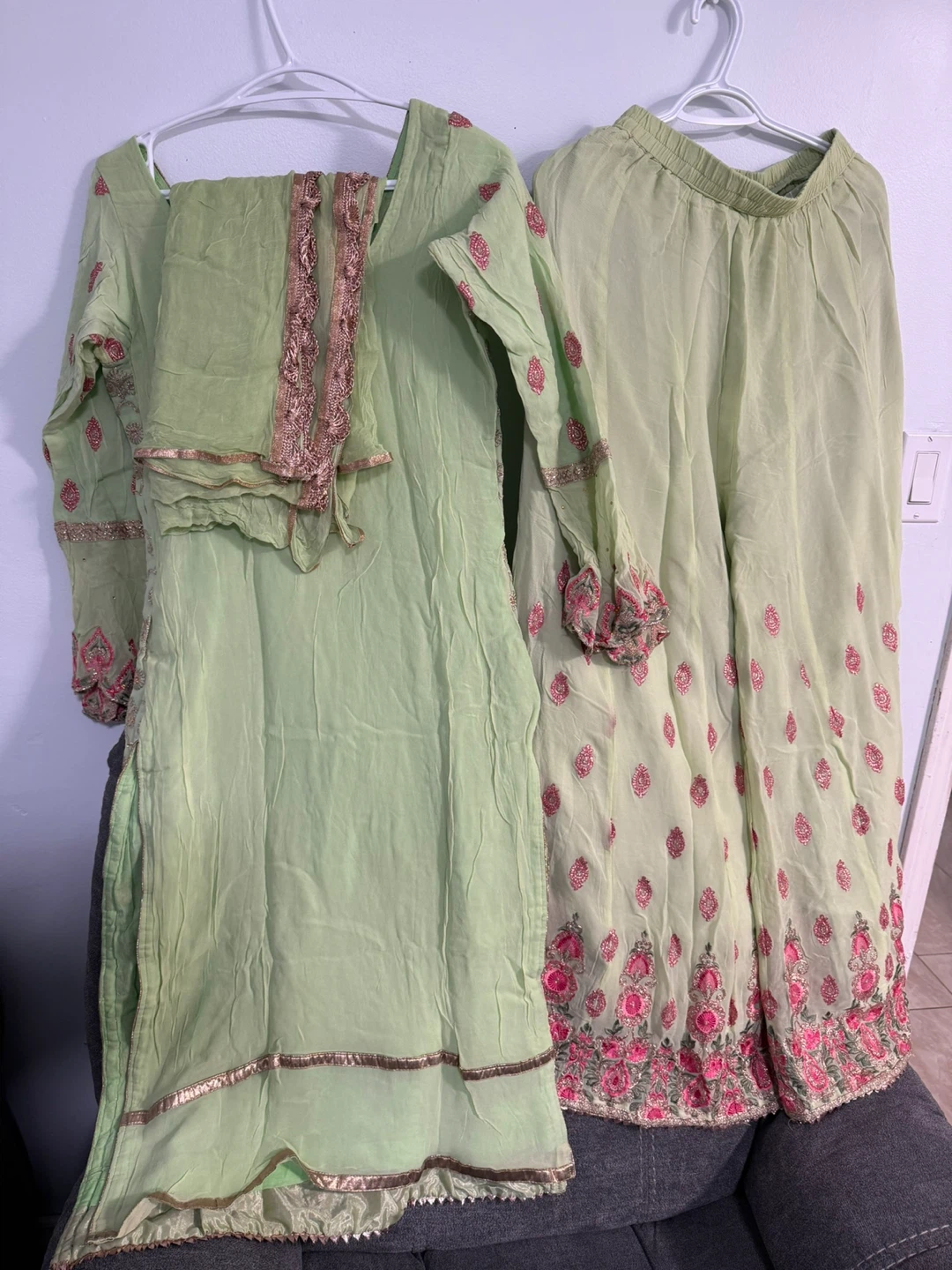 Light Green Embroidered Shalwar Kameez Set - photo 2