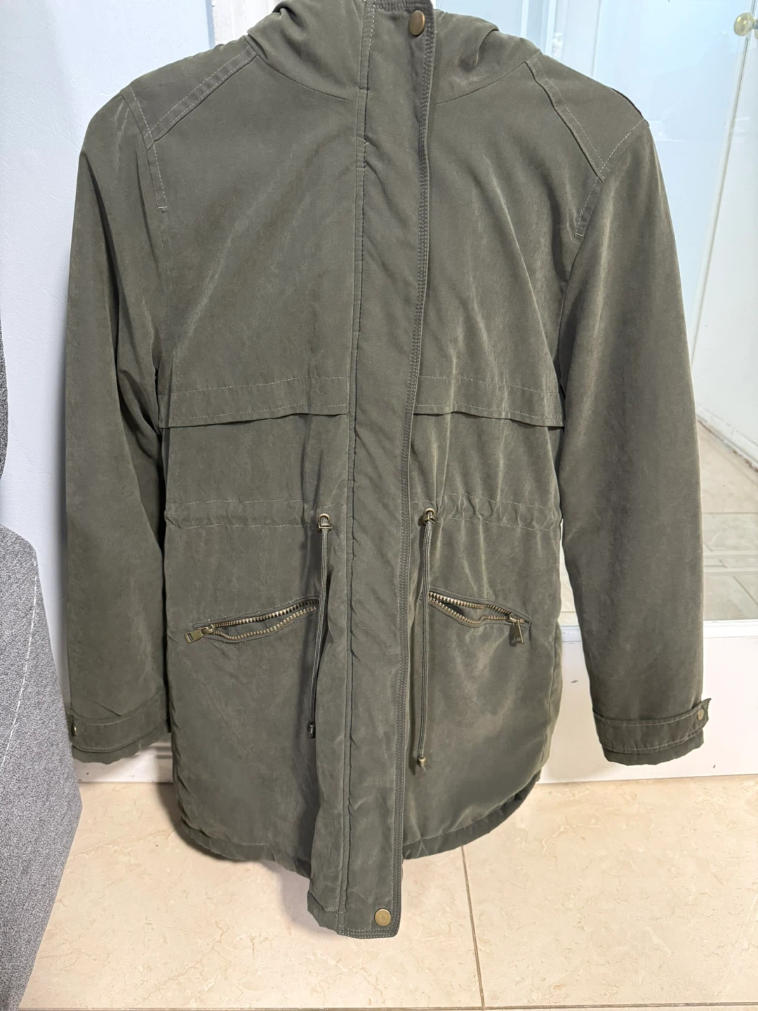 Olive Green Hooded Parka - XS