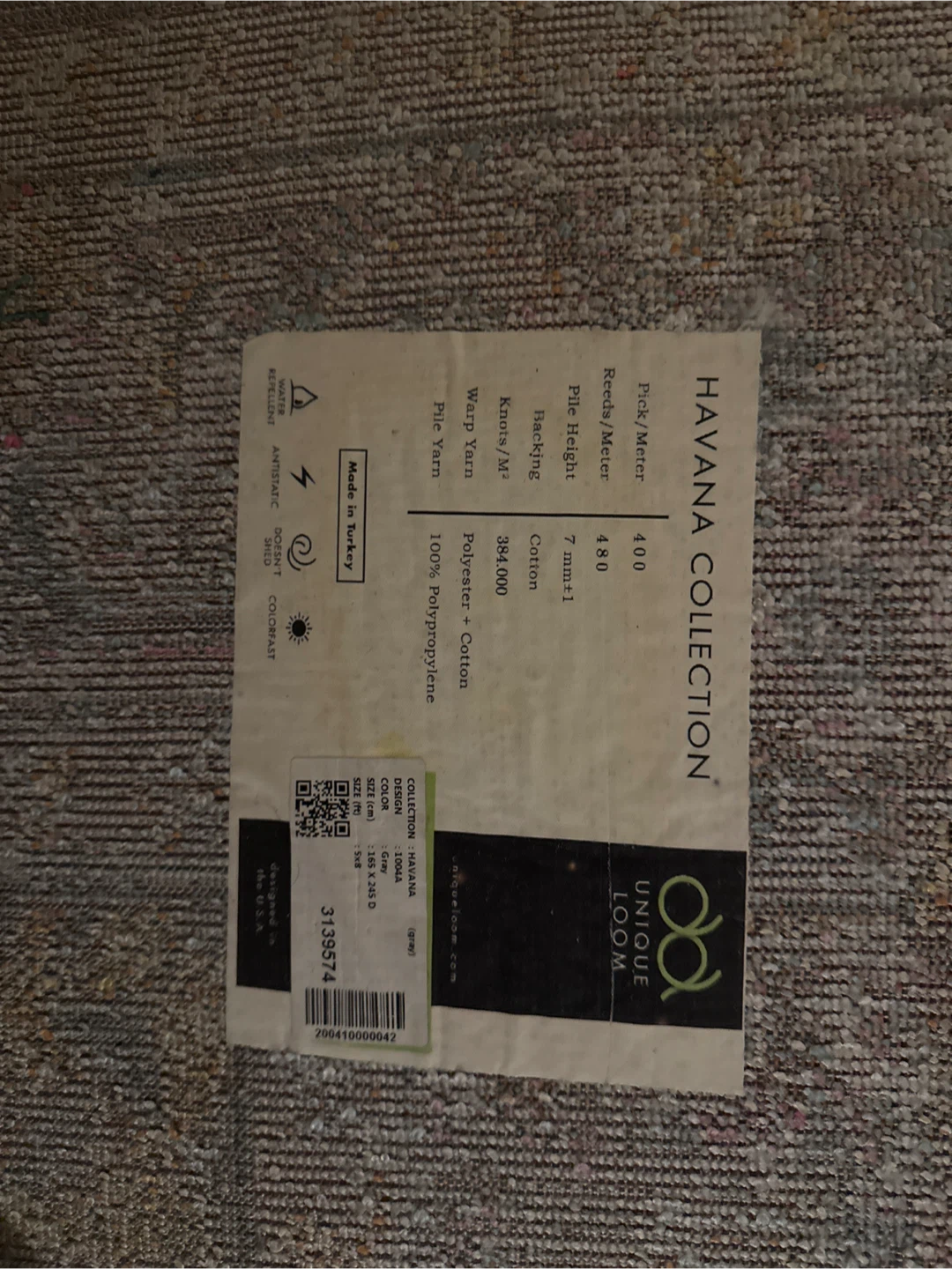 Unique Loom Havana Collection Area Rug Gray