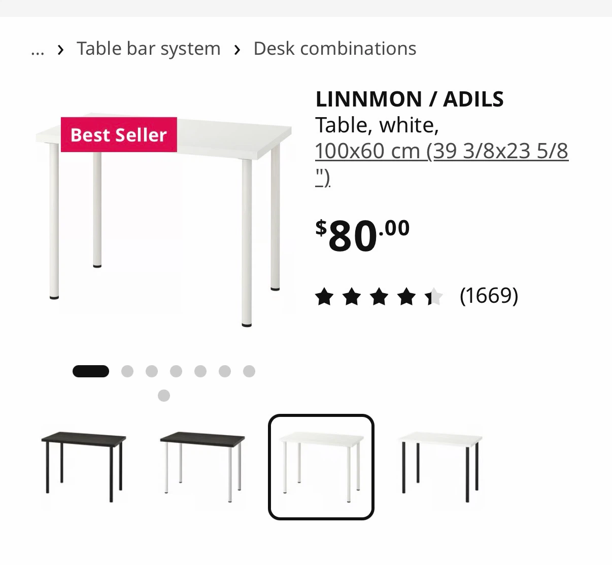 IKEA Linnmon / Adils white table