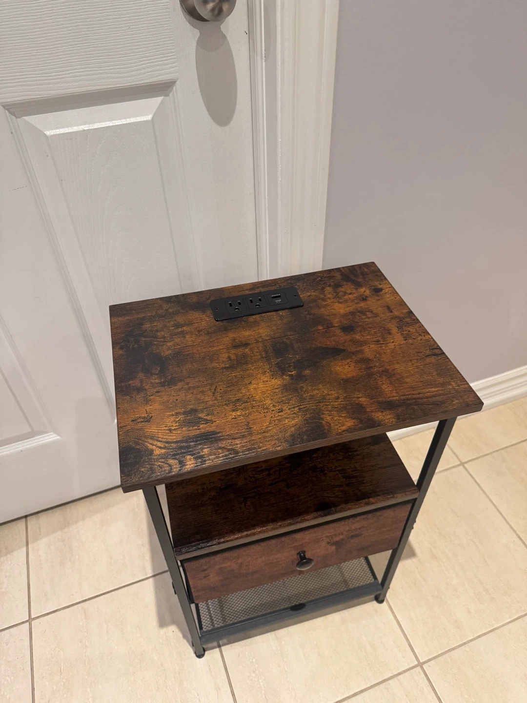 Industrial Style Nightstand with Charging Station - photo 2