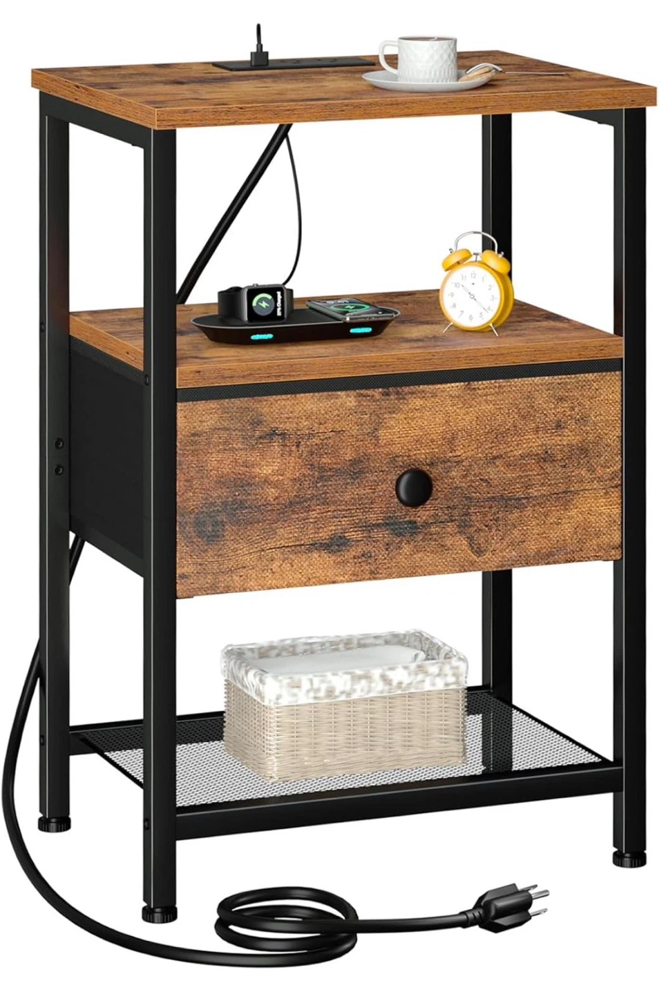 Industrial Style Nightstand with Charging Station - photo 3