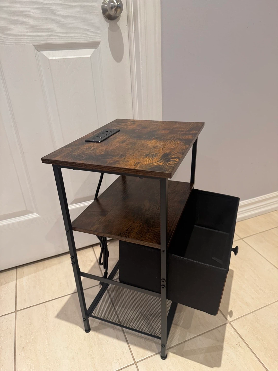Industrial Style Nightstand with Charging Station - photo 4